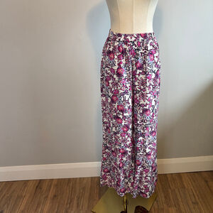 French Connection Women's Wide Leg Pink & White Floral Breezy Pants, SZ XS